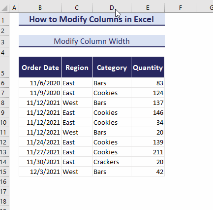 manually modify single column width