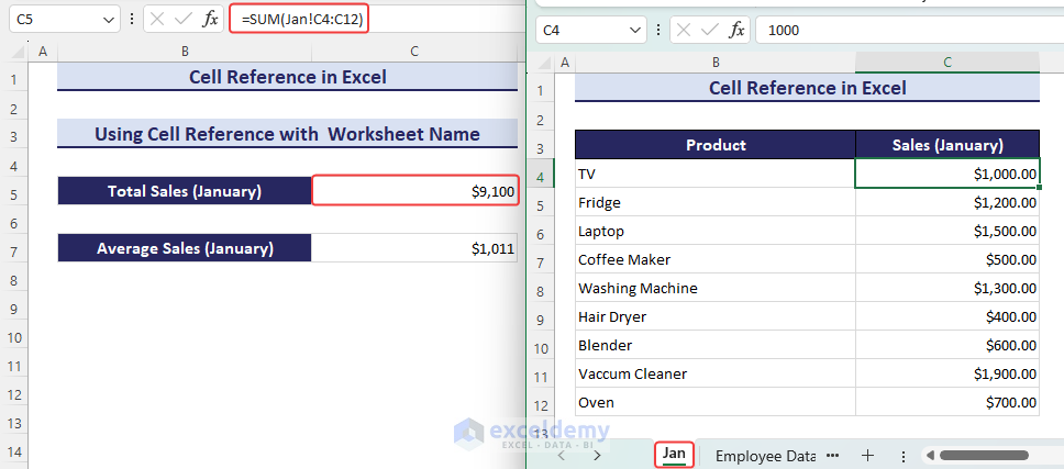 11.Use Cell Reference In A Formula Using Worksheet Name