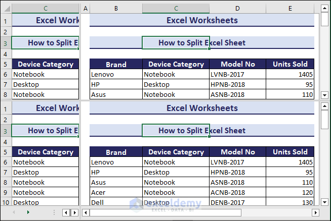Split Excel sheet