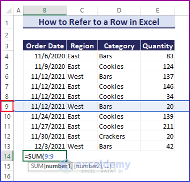 Refering to a Row in Excel